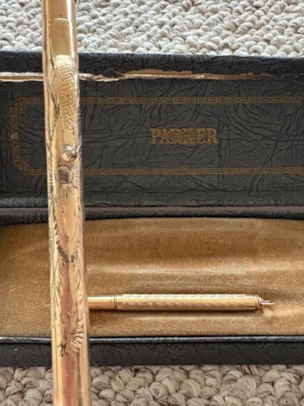 Vintage Parker 51 Pen & Pencil Set Gold Filled WWII Era w Box Rare - Picture 6 of 10